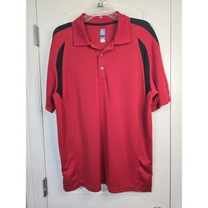 PGA Tour Airflux Mens Polo‎ Golf Shirt Size L Red/Black Polyester Short Sleeve